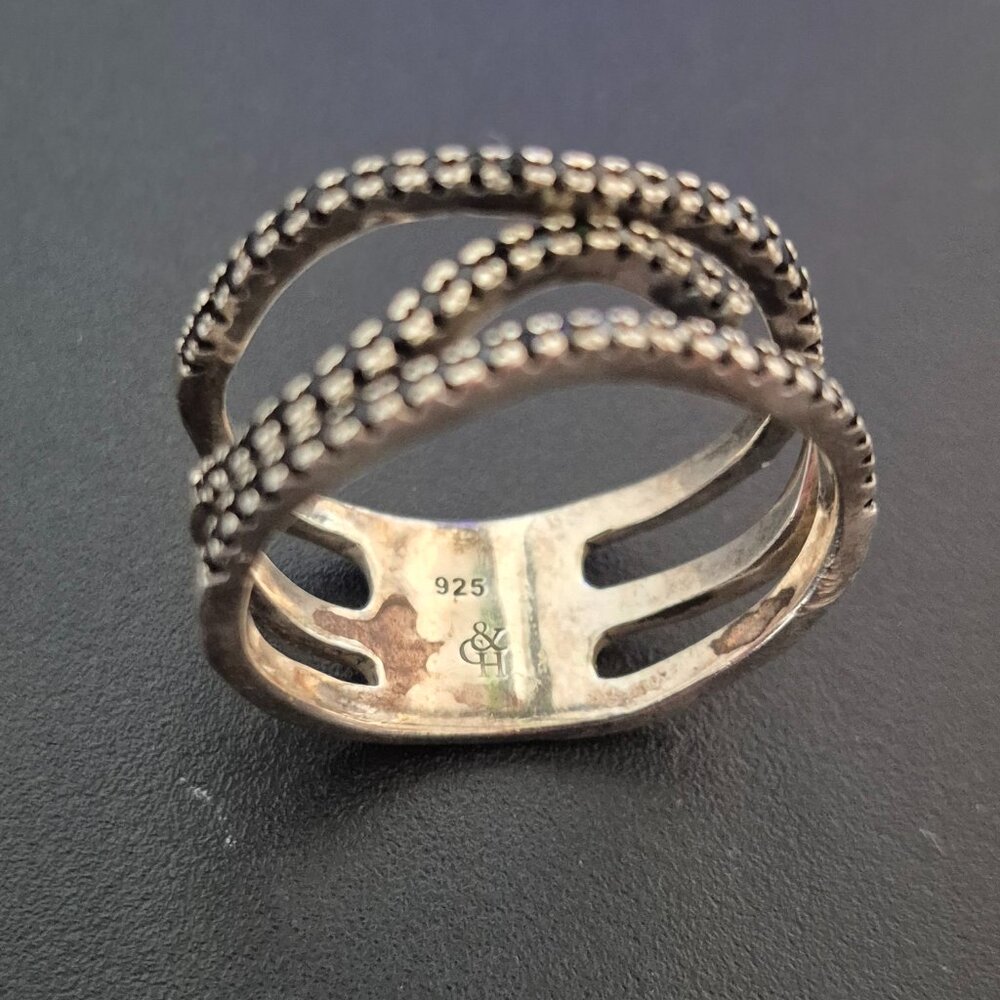 Sterling Silver Multi-Band Crossover Ring Size 11
